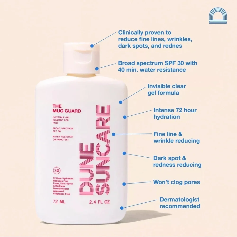 Dune Suncare The Mug Guard Invisible Gel Suncare For Face SPF 30 2.4oz